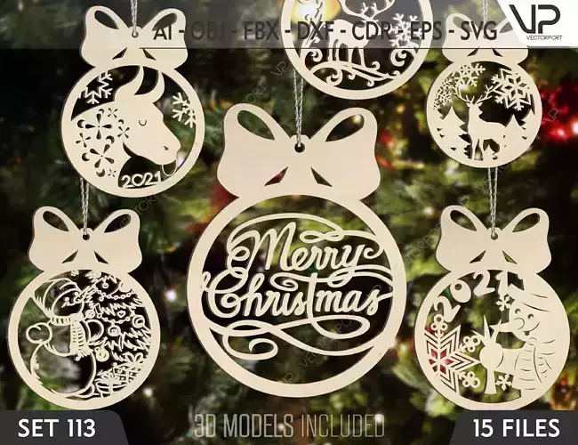 Christmas balls Tree Decorations Alphabet Bauble Shapes Set 113