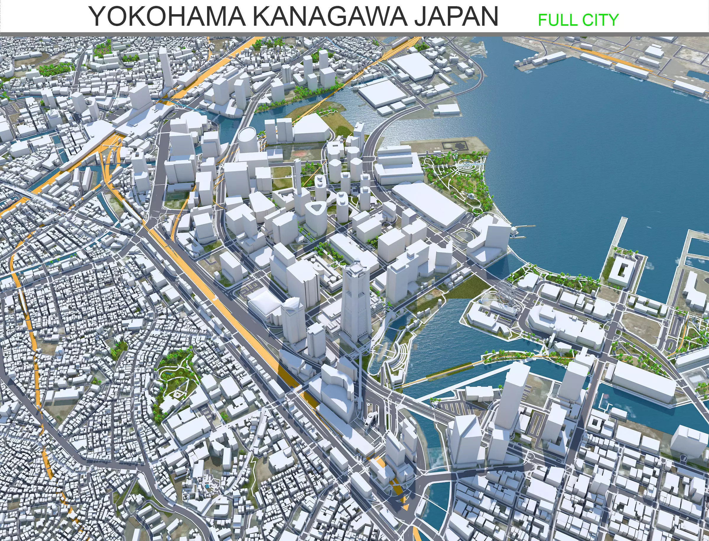 Yokohama Kanagawa Japan Low-poly 3D model