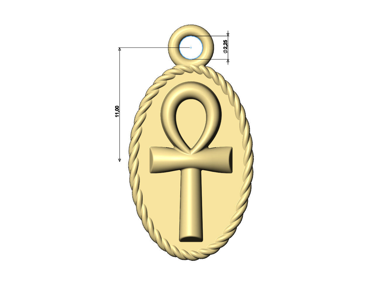 ANKH eternal key of life rope pendant and charm 3D print model_7