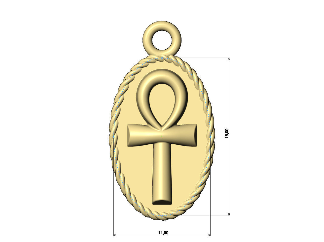 ANKH eternal key of life rope pendant and charm 3D print model_6