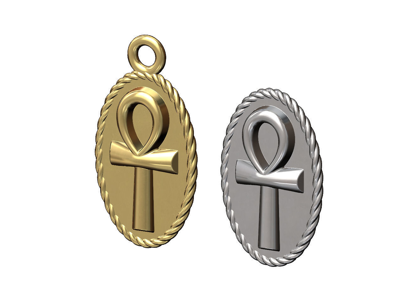 ANKH eternal key of life rope pendant and charm 3D print model_1