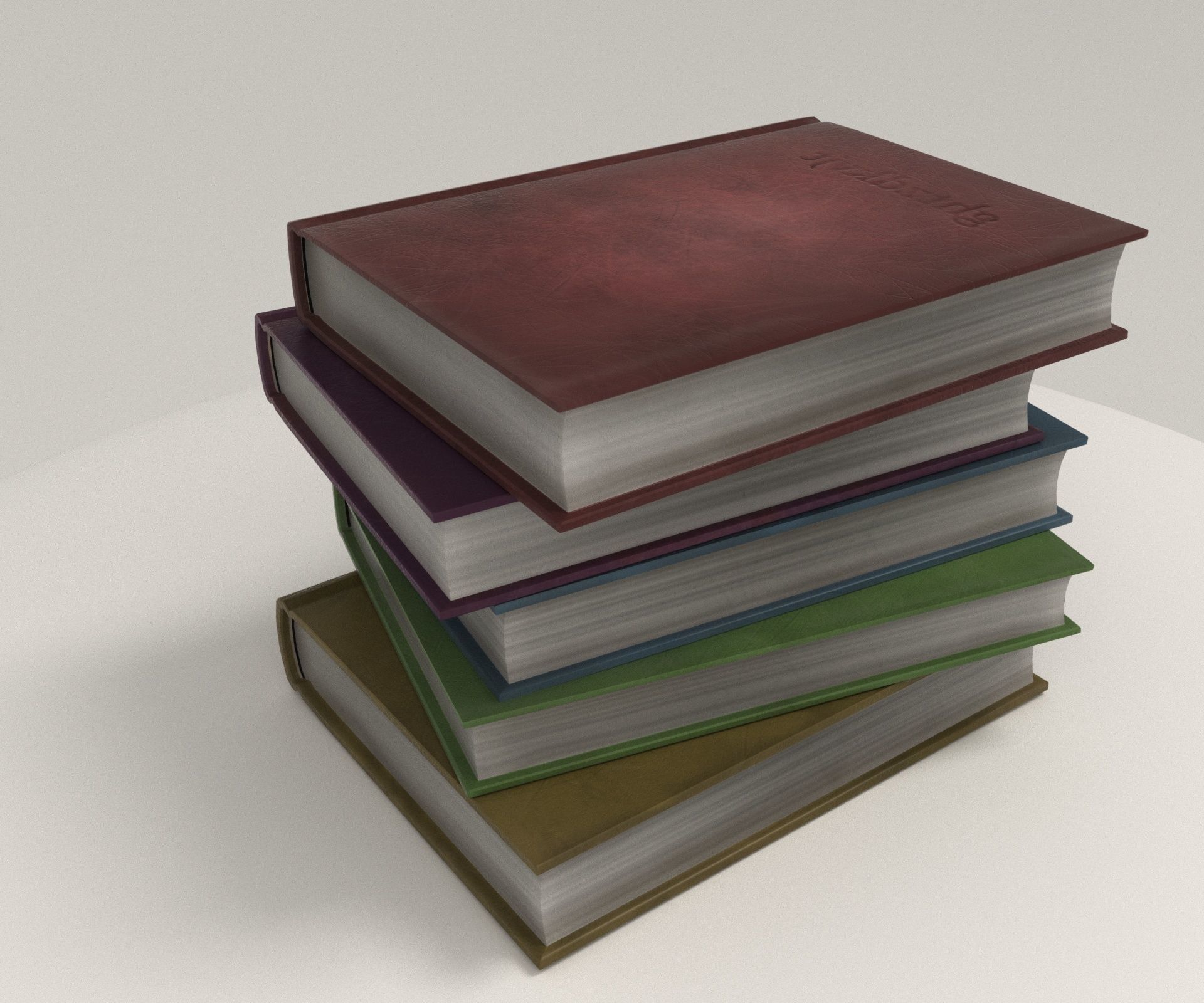 V Books four stacked Low-poly 3D model_4