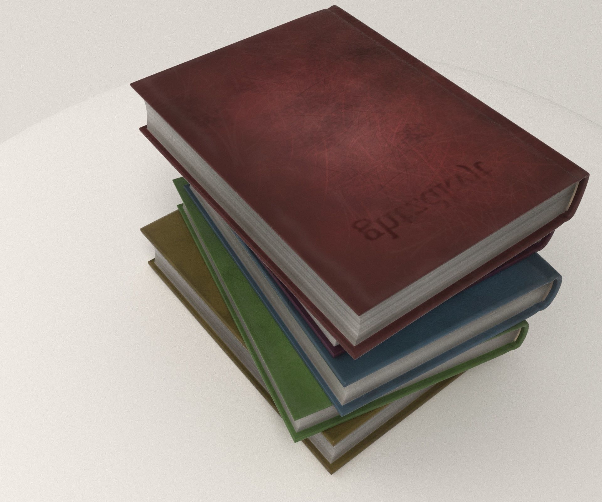 V Books four stacked Low-poly 3D model_5