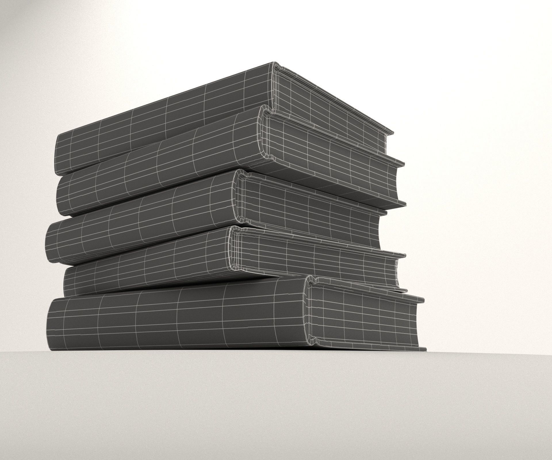 V Books four stacked Low-poly 3D model_8