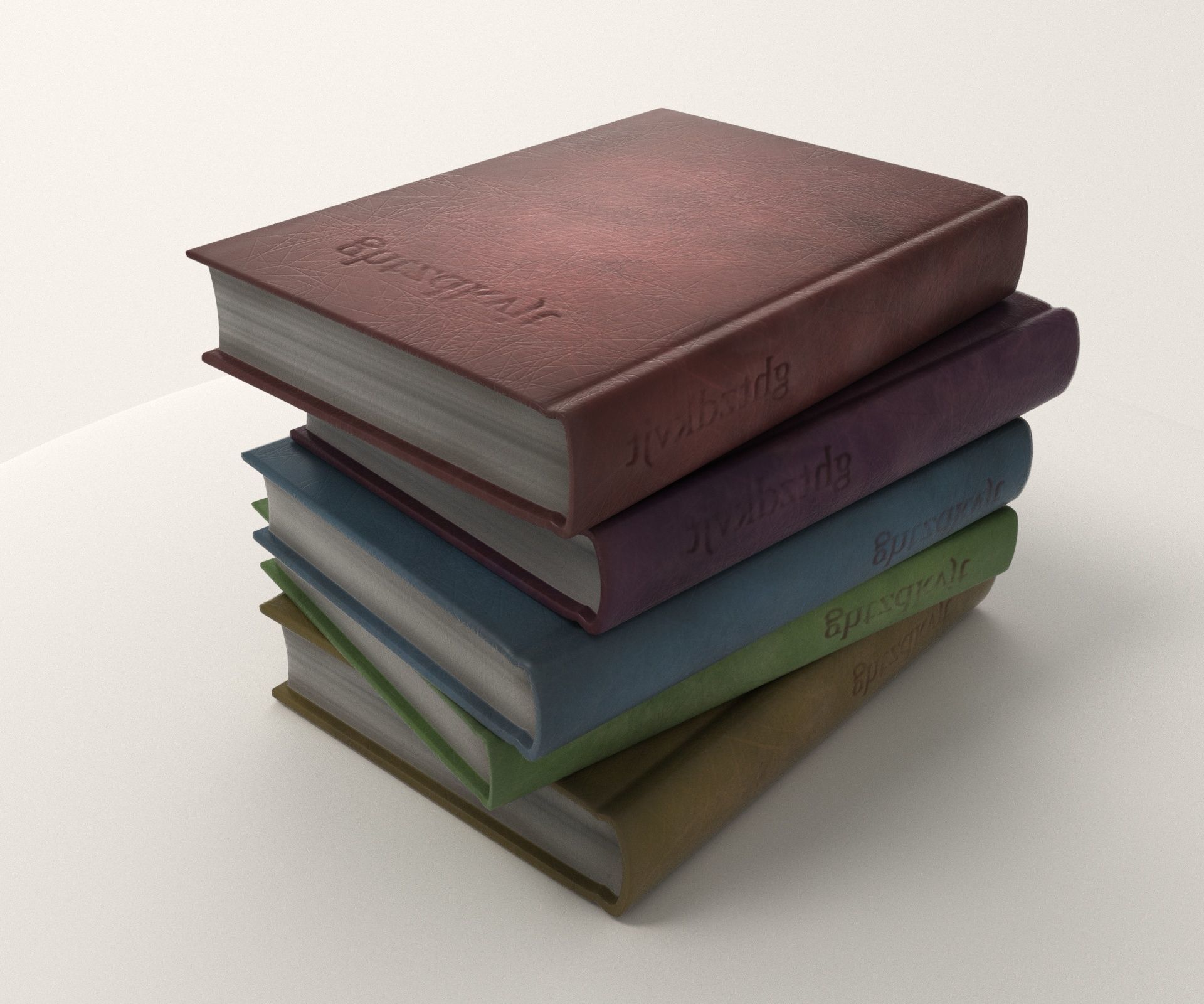 V Books four stacked Low-poly 3D model_1