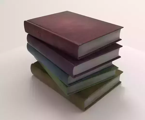 V Books four stacked Low-poly 3D model