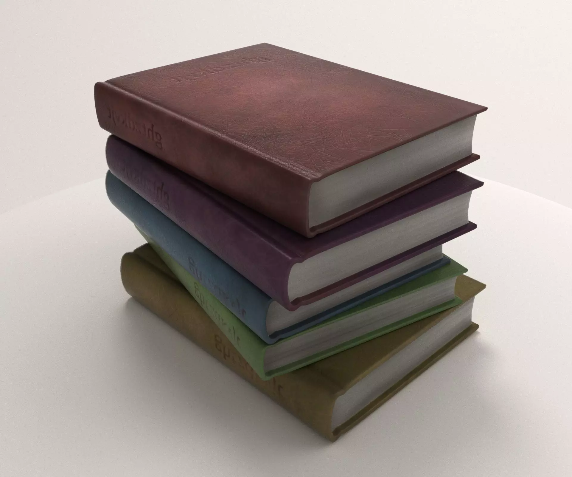 V Books four stacked Low-poly 3D model_0