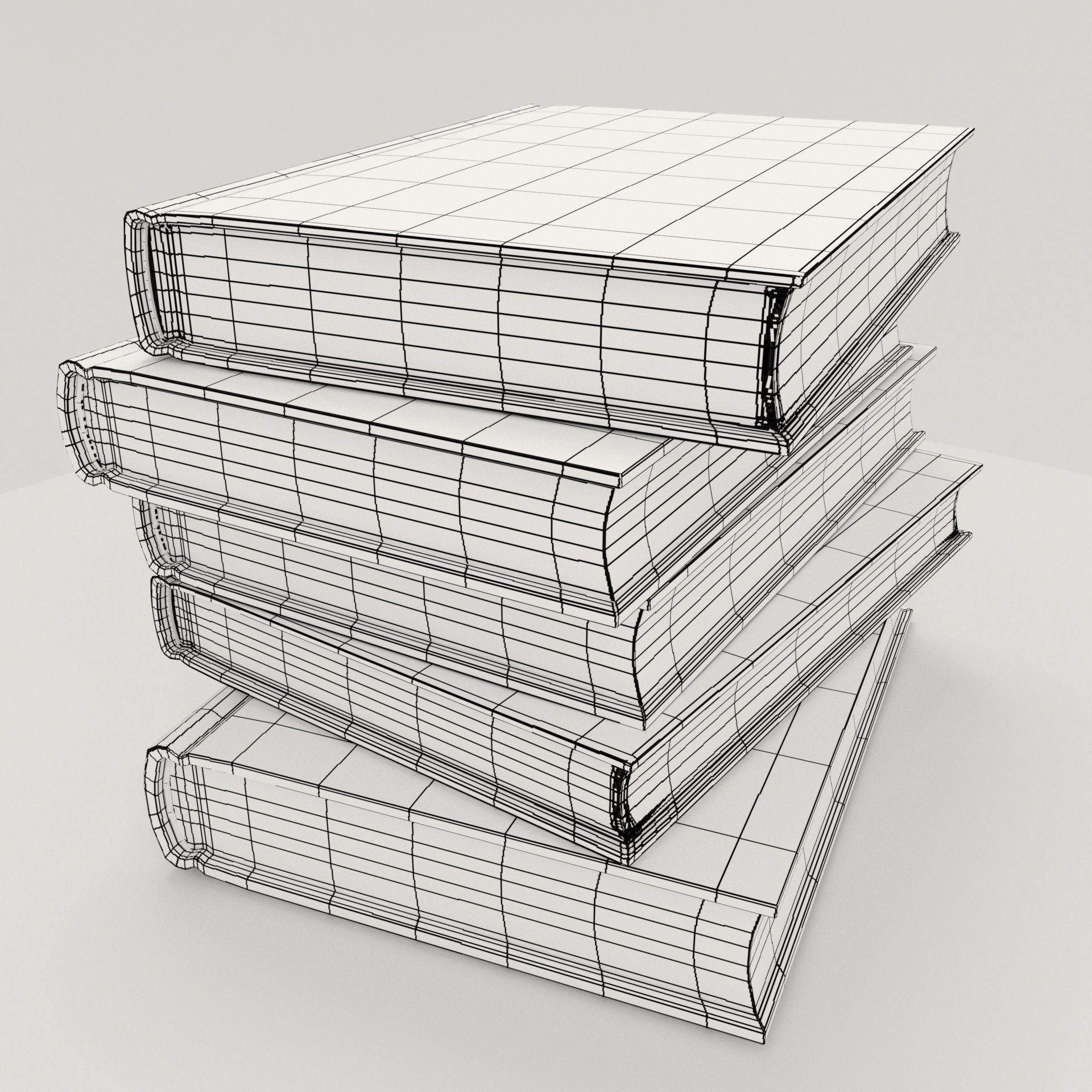 V Books four stacked Low-poly 3D model_9