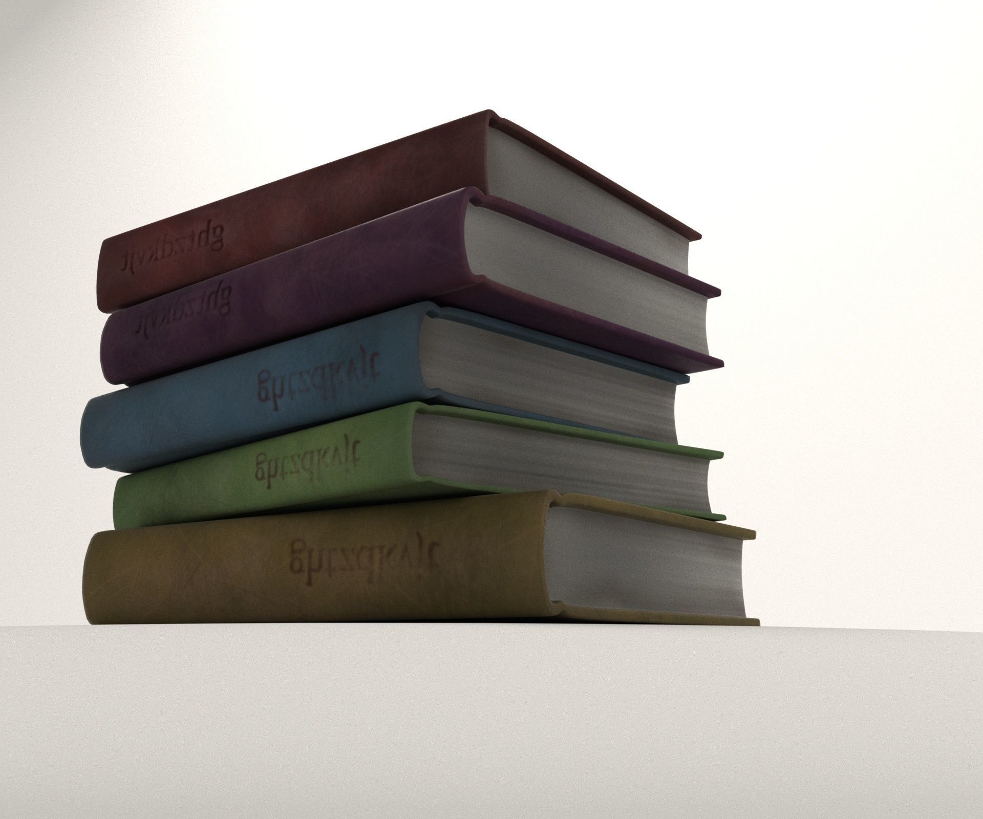 V Books four stacked Low-poly 3D model_2