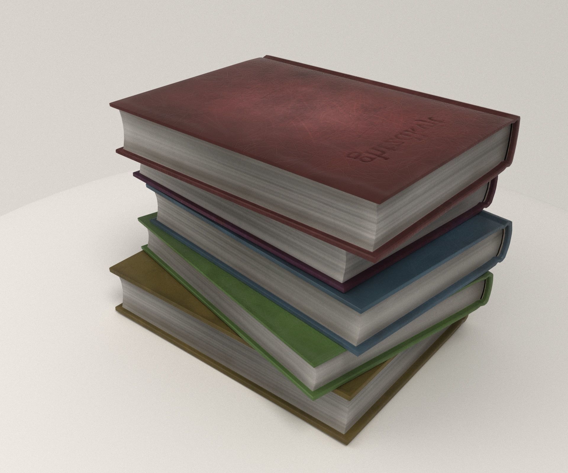 V Books four stacked Low-poly 3D model_6