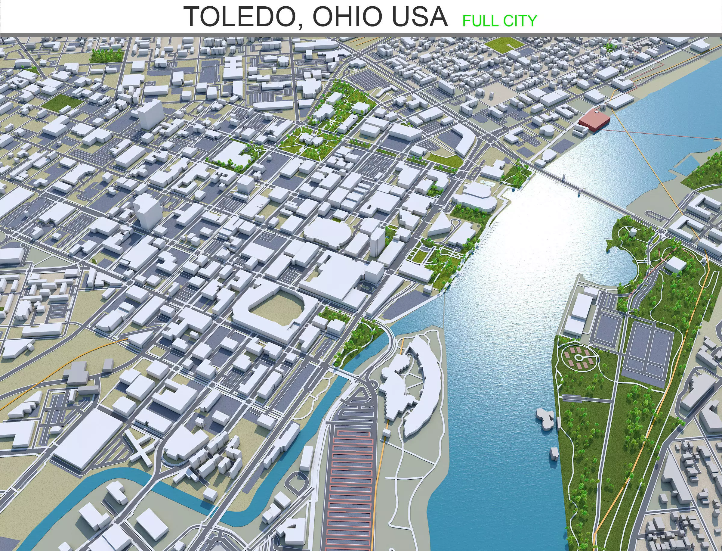 Toledo Ohio USA Low-poly 3D model