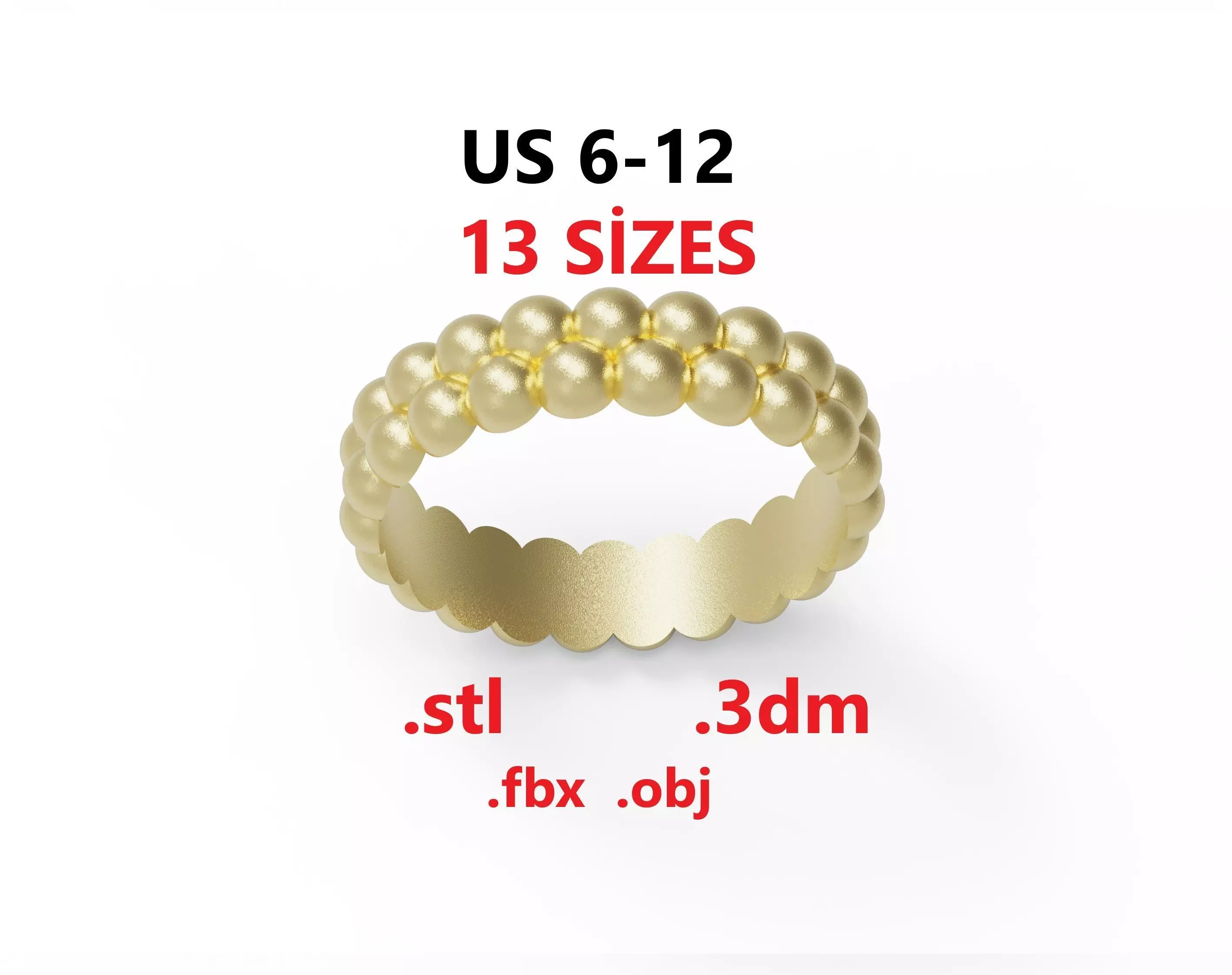 Model 239 Semi Circle Ball Ring 2 US 13 Sizes 3D print model