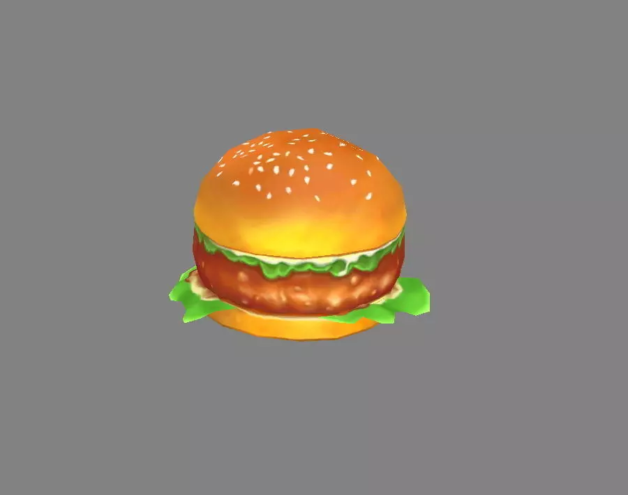 Cartoon hamburger Low-poly 3D model_0
