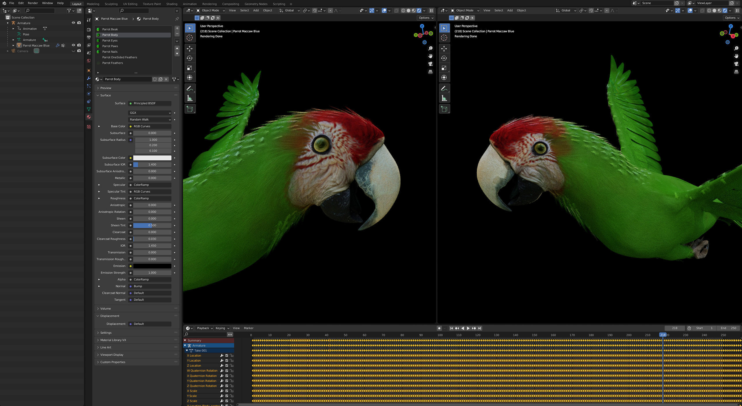 Animated Wild Parrot 3D model_8