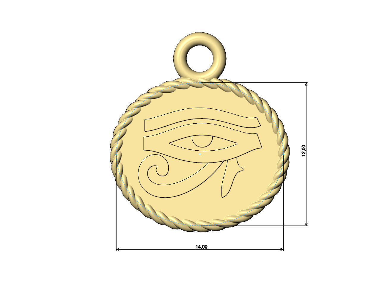 Eye of Horus rope ornament and charm 3D print model_5