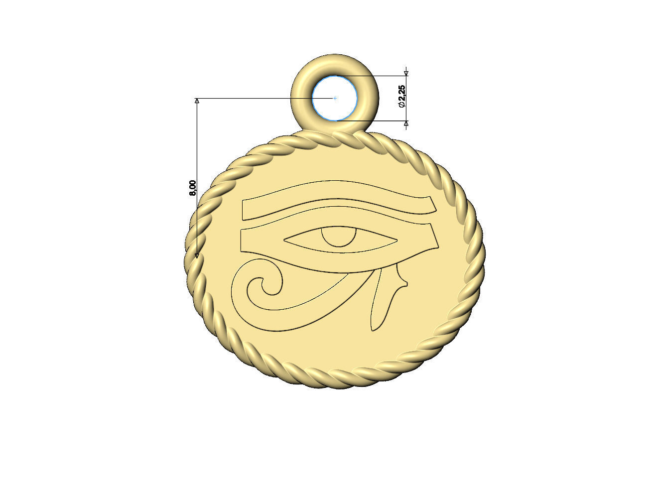 Eye of Horus rope ornament and charm 3D print model_6