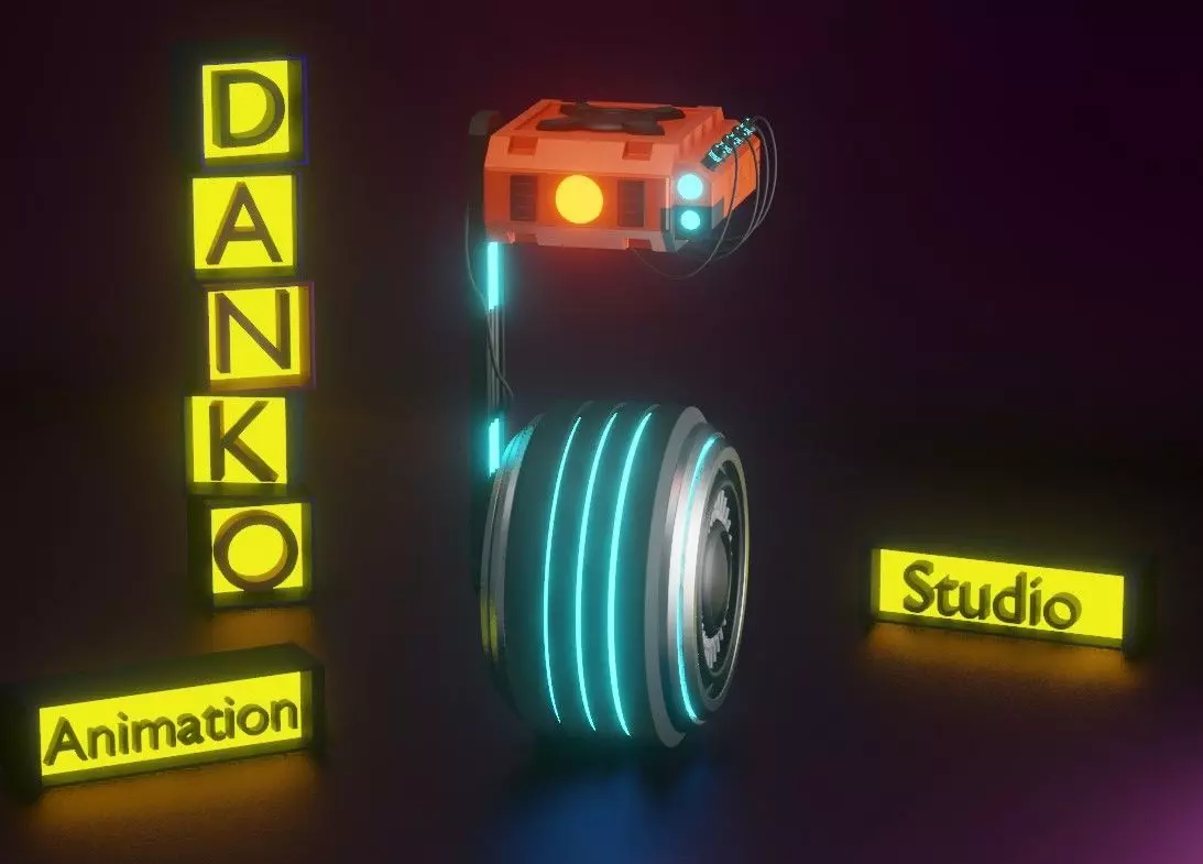 Robobalon danko studio sign with neon lights Texture_0