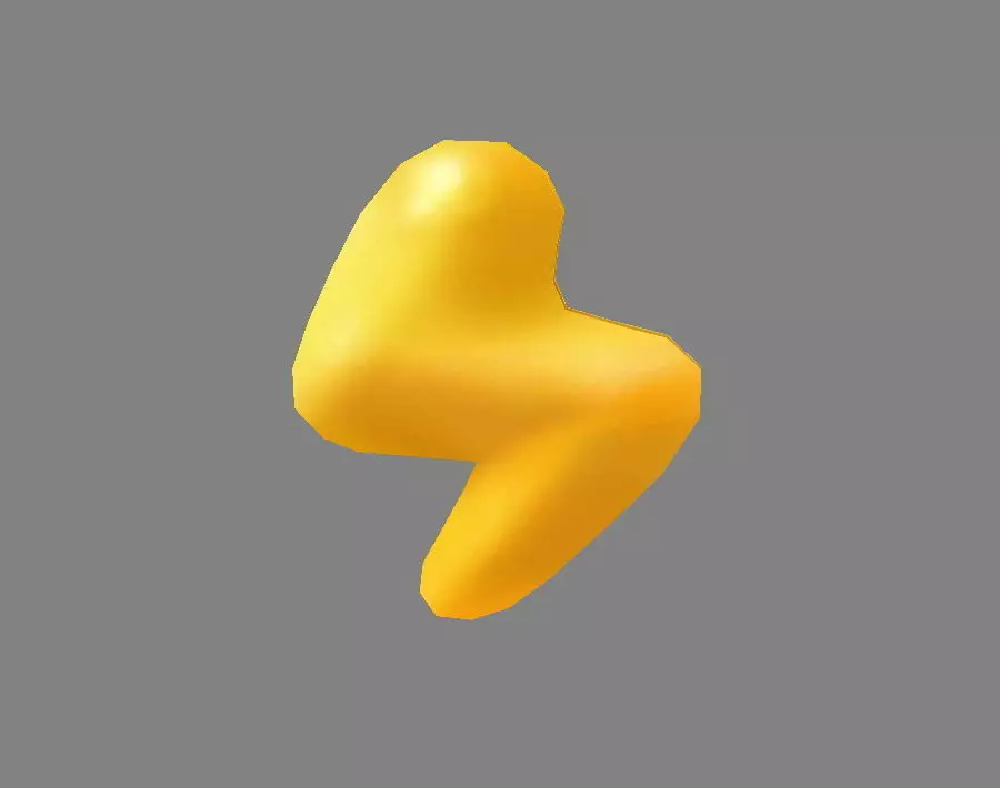 Cartoon lightning icon Low-poly 3D model_0