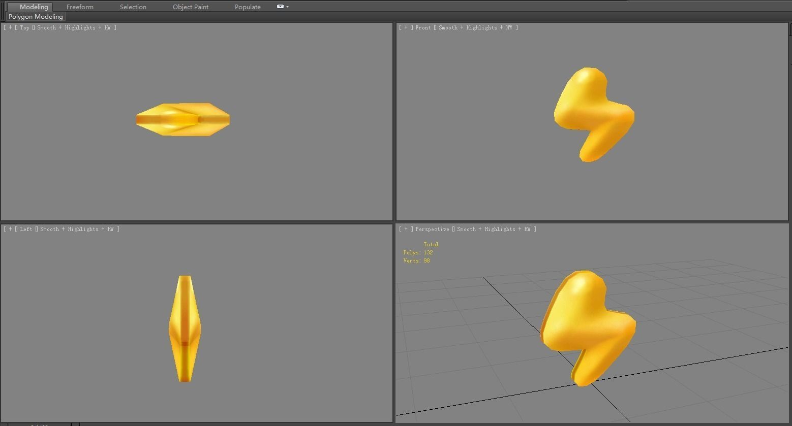 Cartoon lightning icon Low-poly 3D model_3