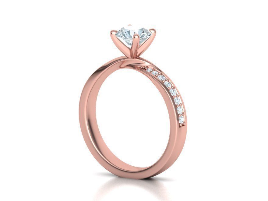  Engagement Ring Mobius Diamond Ring with 1CT STONE 3dmodel 3D print model_16