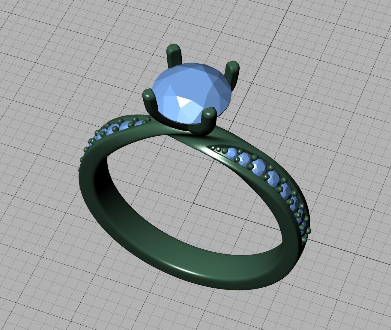  Engagement Ring Mobius Diamond Ring with 1CT STONE 3dmodel 3D print model_19