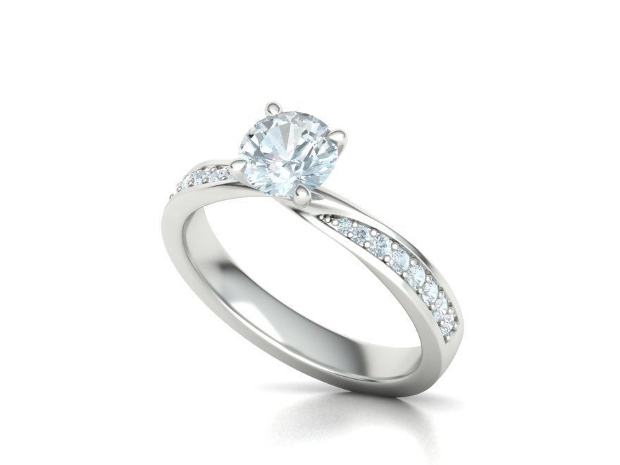  Engagement Ring Mobius Diamond Ring with 1CT STONE 3dmodel 3D print model_6
