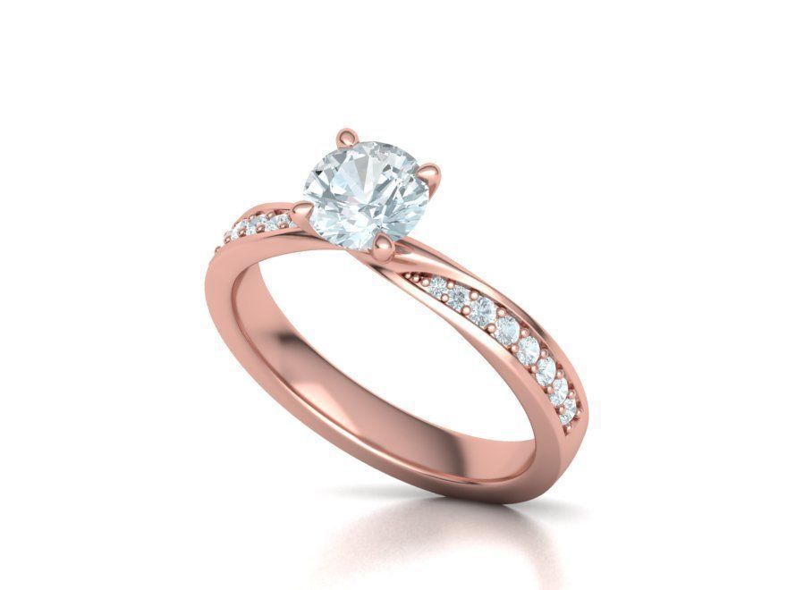  Engagement Ring Mobius Diamond Ring with 1CT STONE 3dmodel 3D print model_5