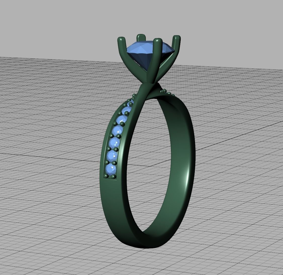  Engagement Ring Mobius Diamond Ring with 1CT STONE 3dmodel 3D print model_23