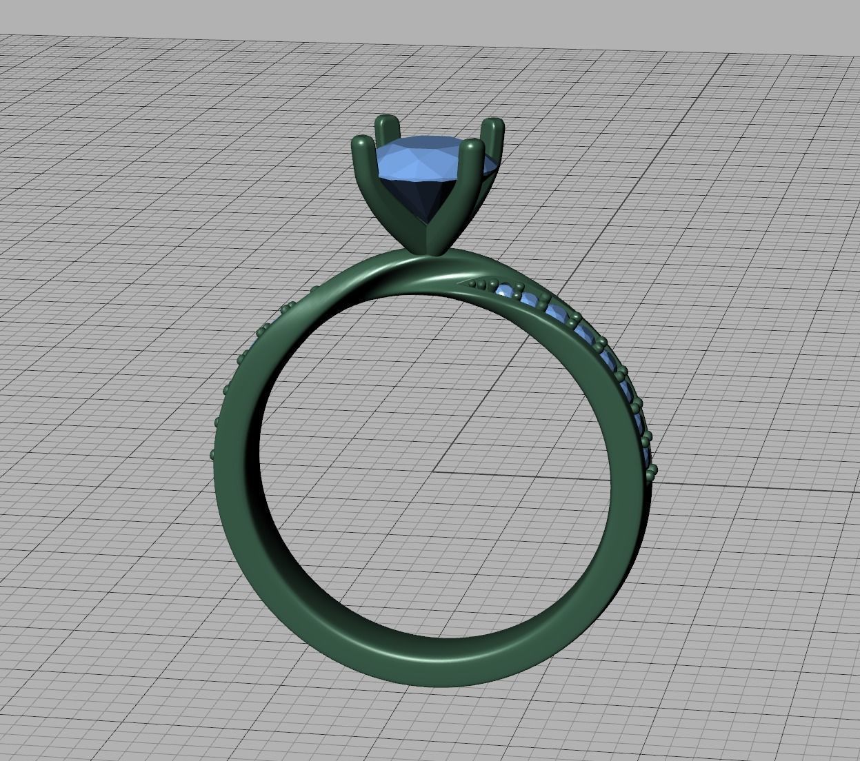  Engagement Ring Mobius Diamond Ring with 1CT STONE 3dmodel 3D print model_22