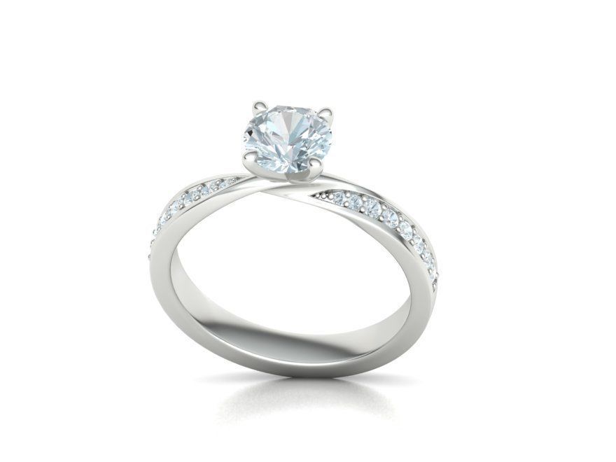  Engagement Ring Mobius Diamond Ring with 1CT STONE 3dmodel 3D print model_14