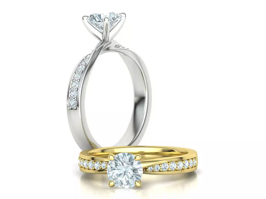  Engagement Ring Mobius Diamond Ring with 1CT STONE 3dmodel 3D print model_0