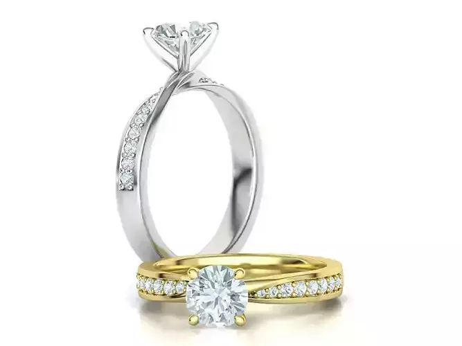  Engagement Ring Mobius Diamond Ring with 1CT STONE 3dmodel 3D print model