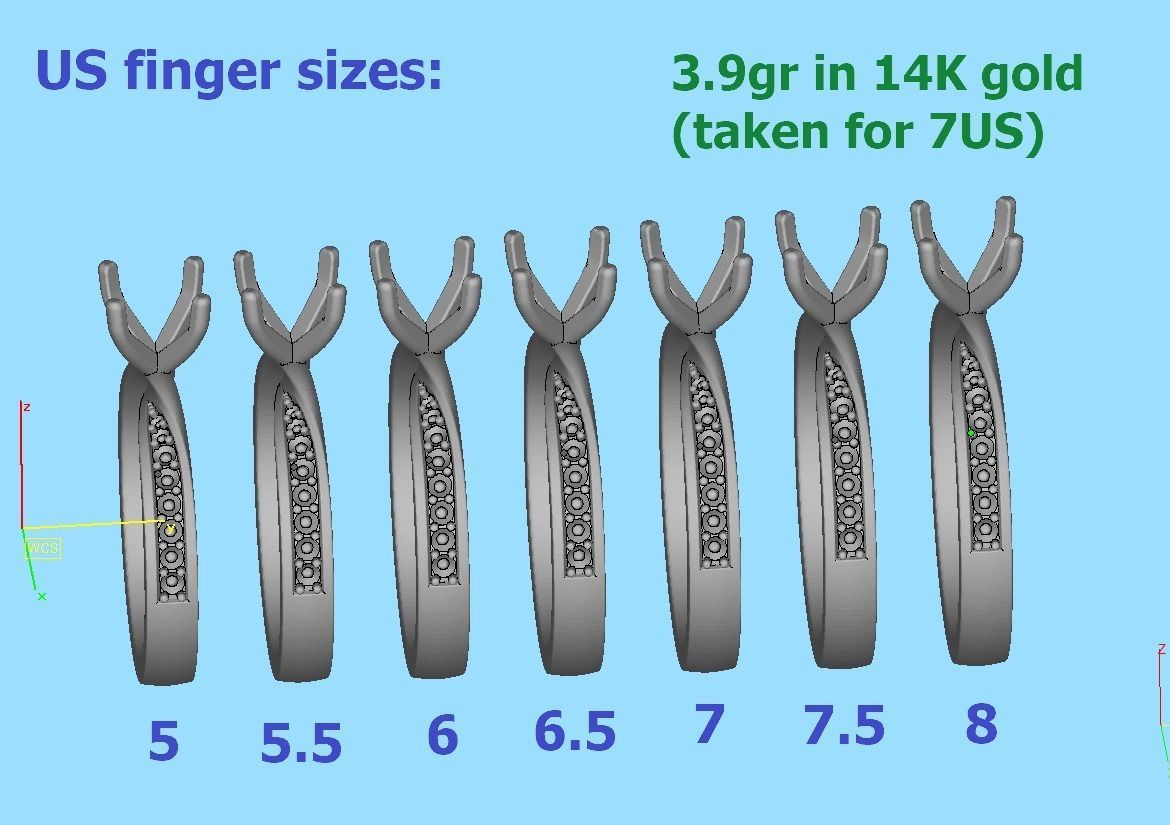  Engagement Ring Mobius Diamond Ring with 1CT STONE 3dmodel 3D print model_9