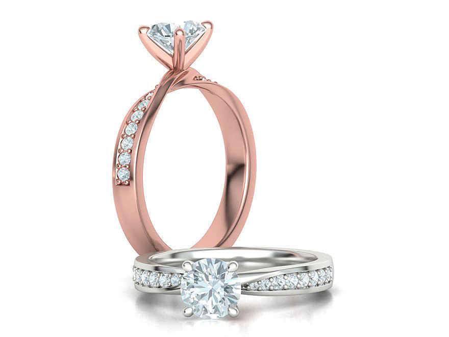  Engagement Ring Mobius Diamond Ring with 1CT STONE 3dmodel 3D print model_1