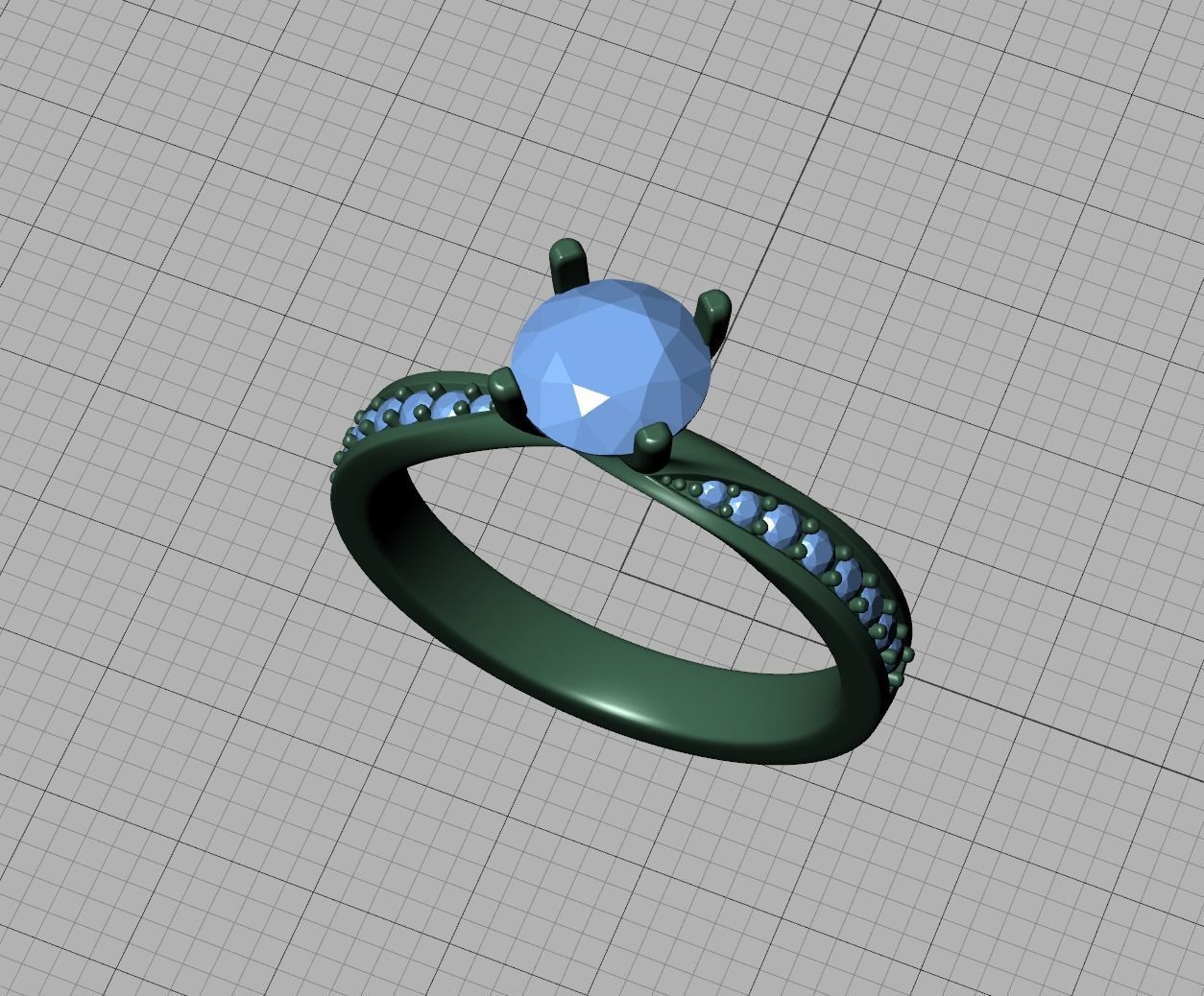  Engagement Ring Mobius Diamond Ring with 1CT STONE 3dmodel 3D print model_21