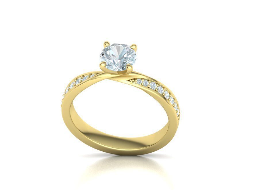  Engagement Ring Mobius Diamond Ring with 1CT STONE 3dmodel 3D print model_15