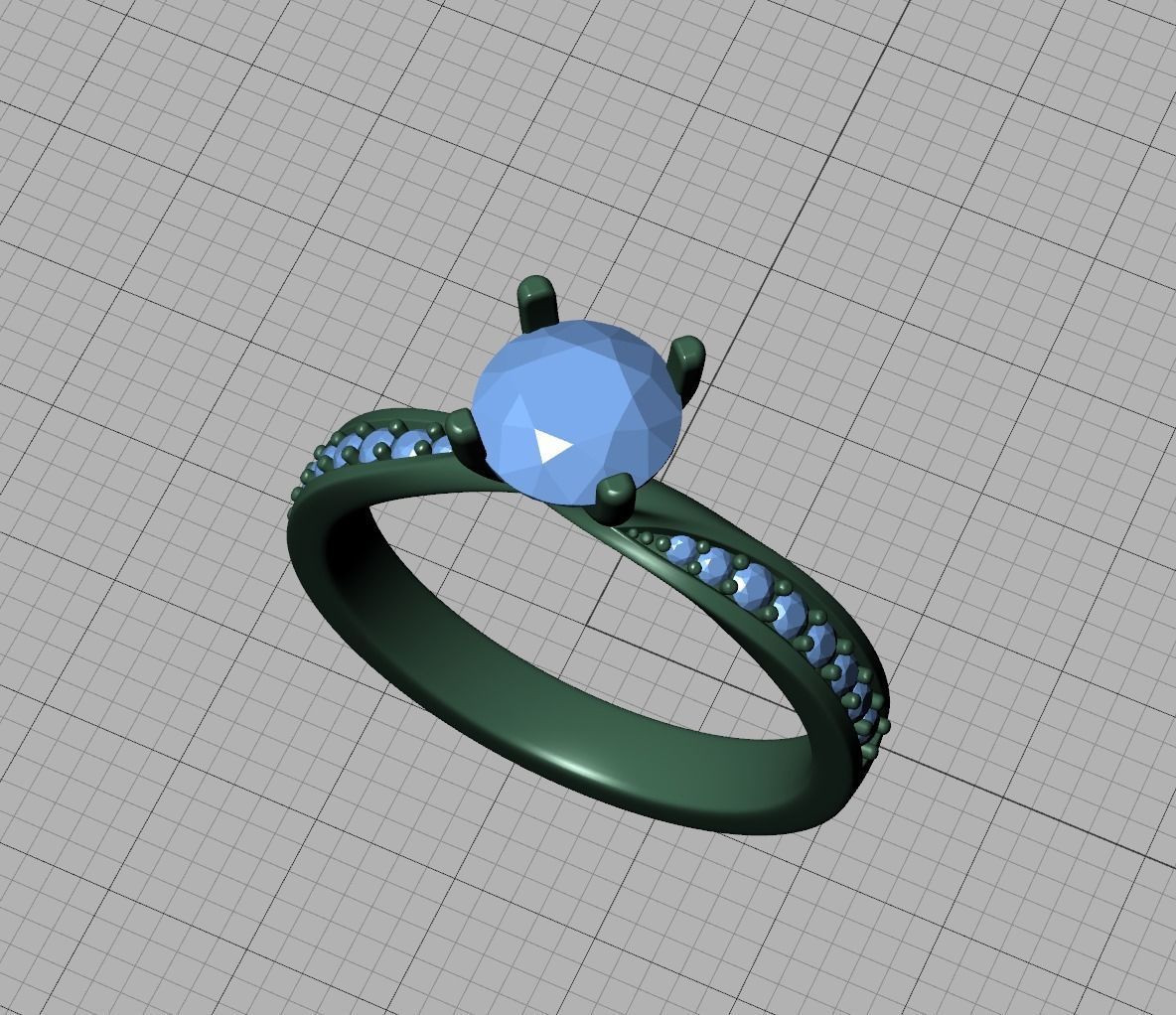  Engagement Ring Mobius Diamond Ring with 1CT STONE 3dmodel 3D print model_24