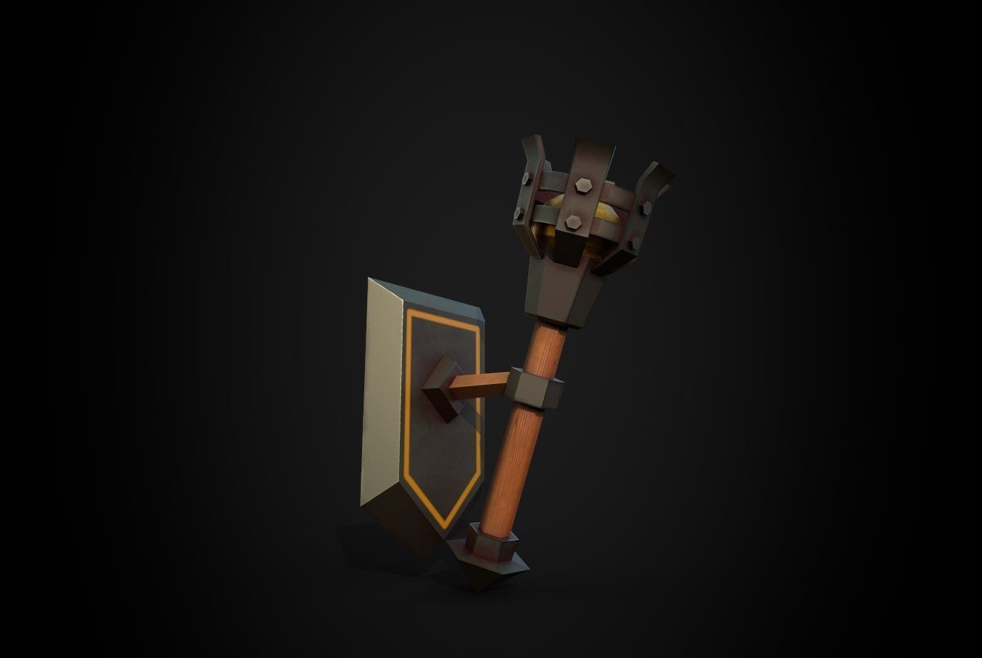 Torch sword Low-poly 3D model_5