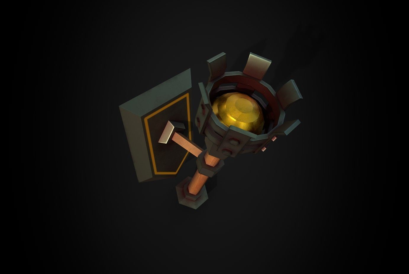 Torch sword Low-poly 3D model_11