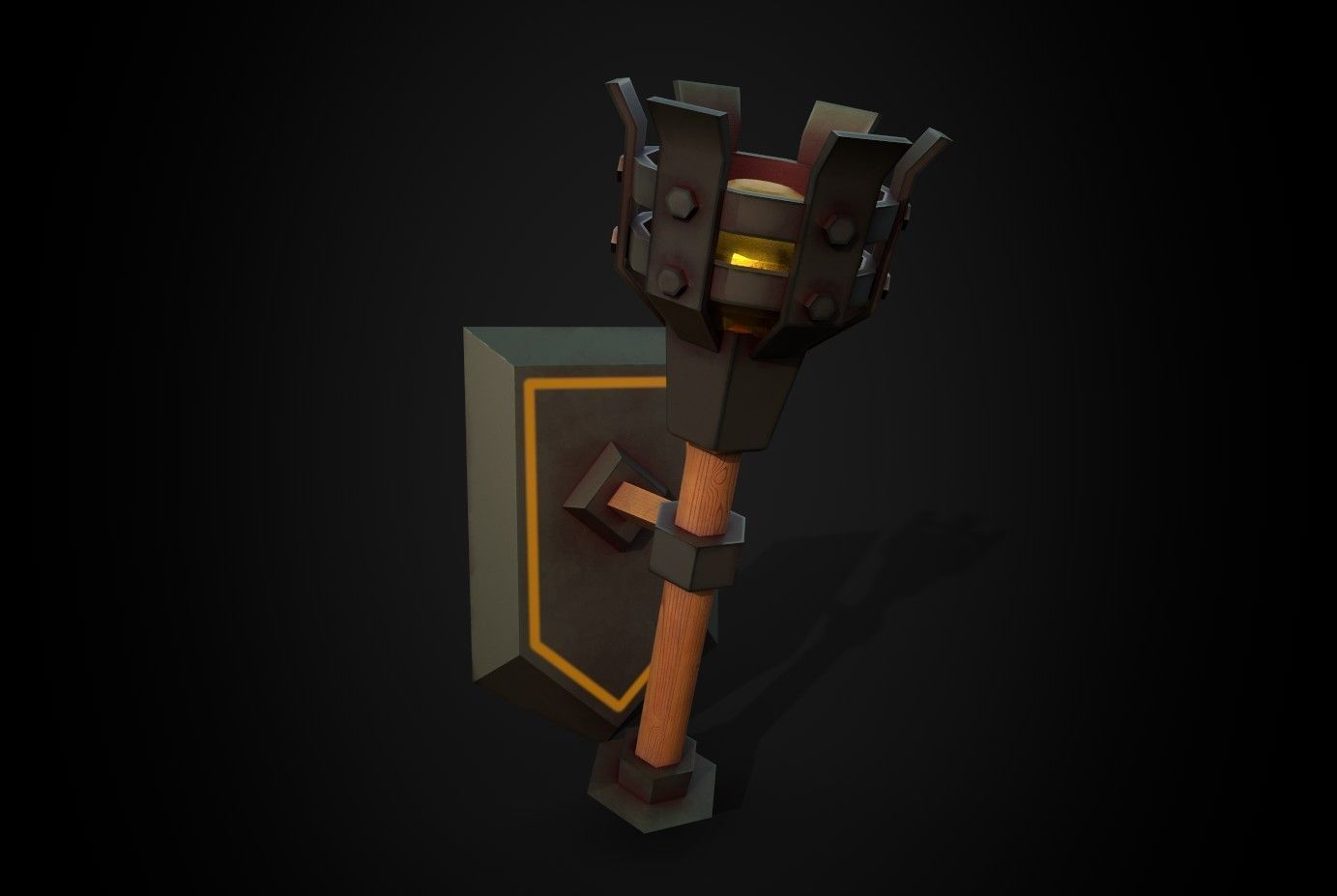 Torch sword Low-poly 3D model_8