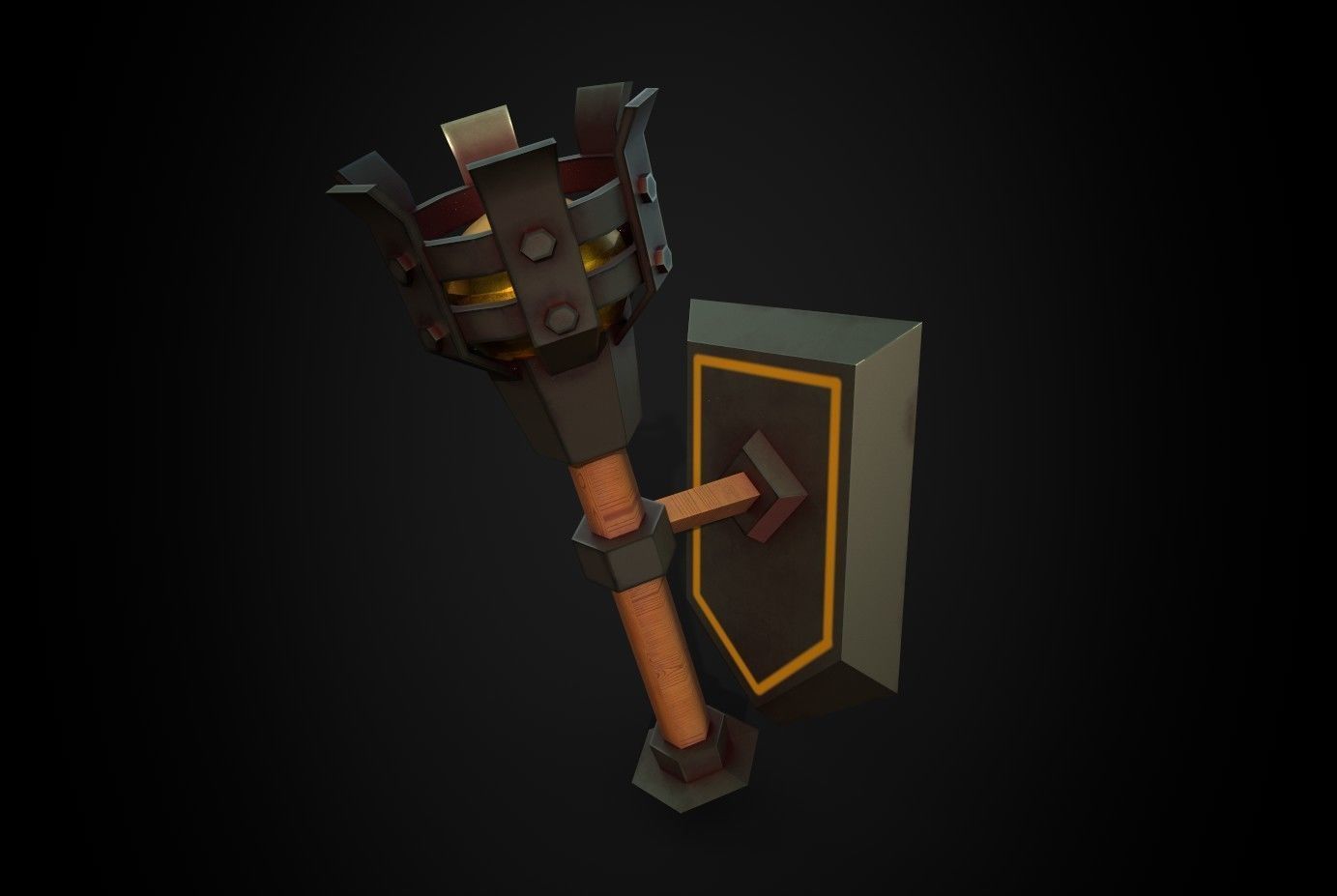 Torch sword Low-poly 3D model_15