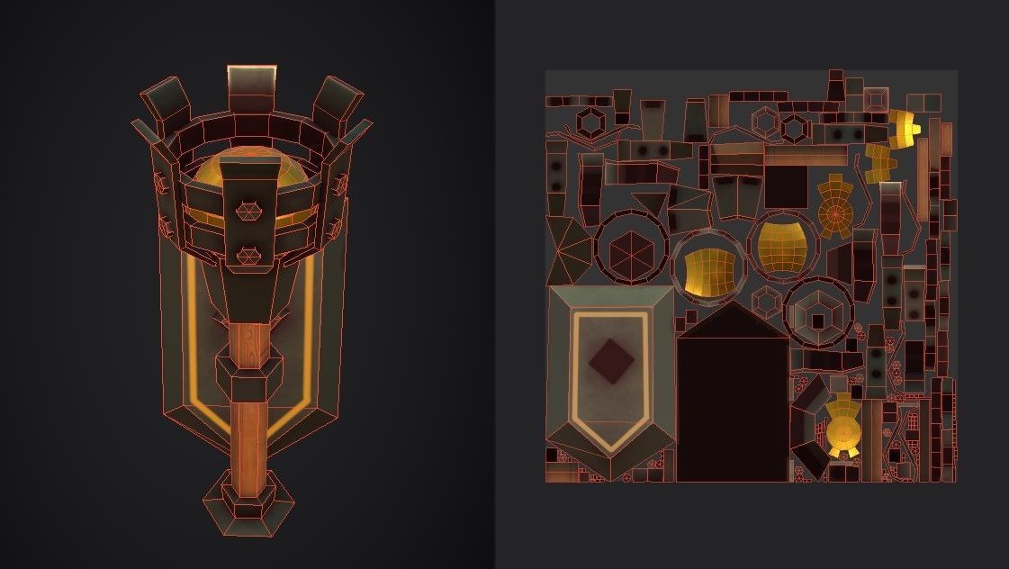 Torch sword Low-poly 3D model_4