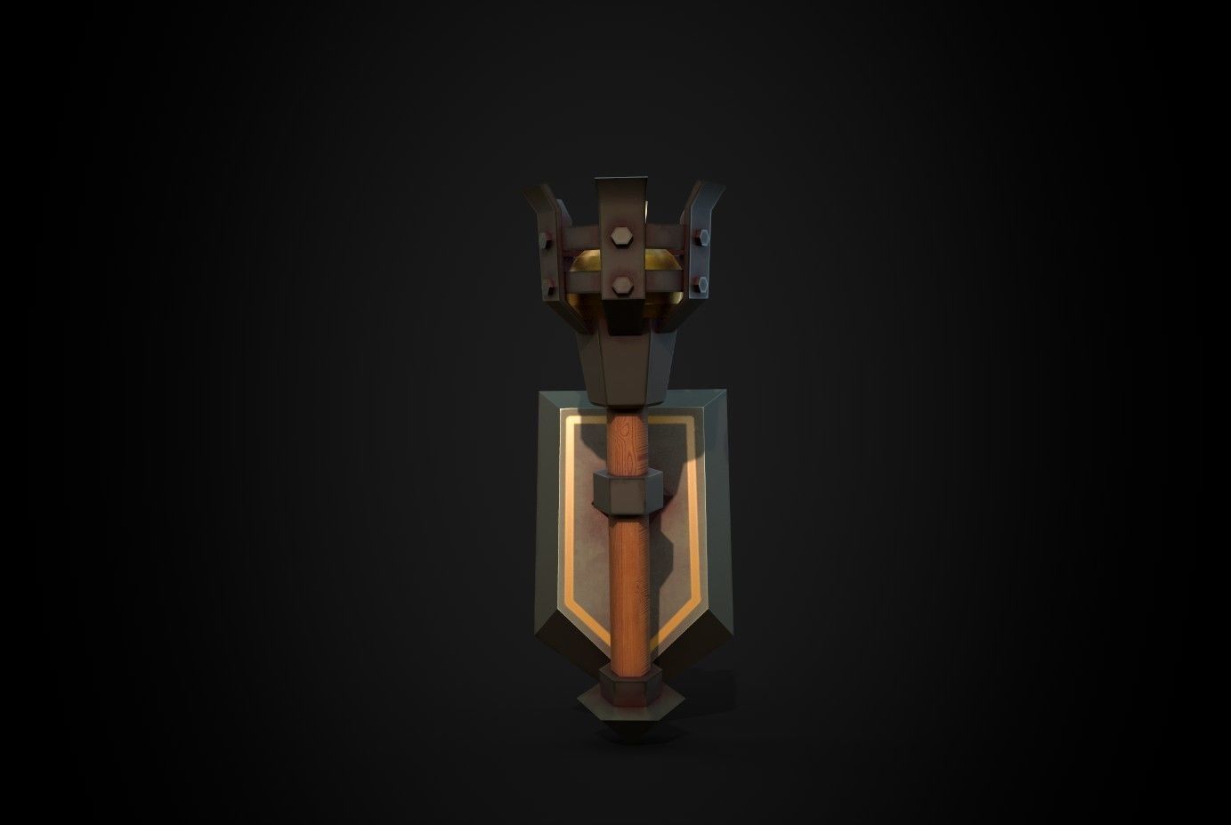 Torch sword Low-poly 3D model_2