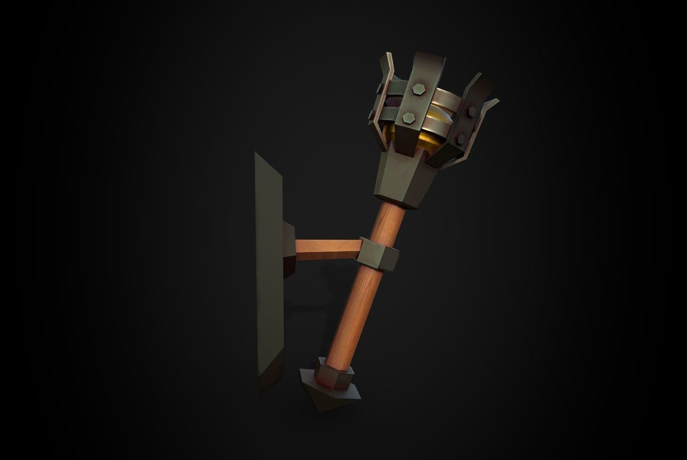 Torch sword Low-poly 3D model_9