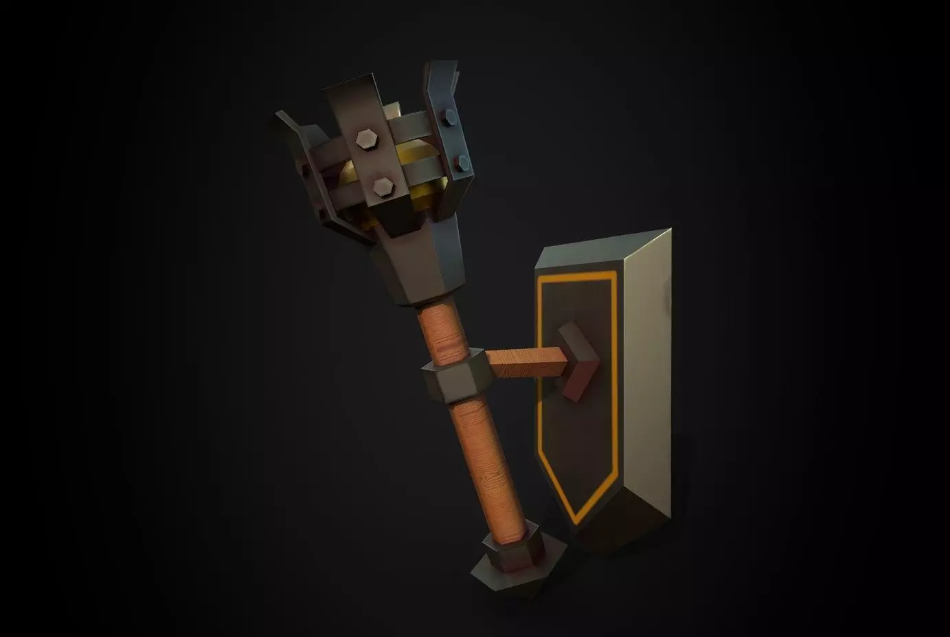 Torch sword Low-poly 3D model_0