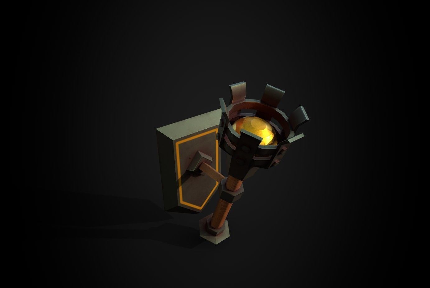 Torch sword Low-poly 3D model_1