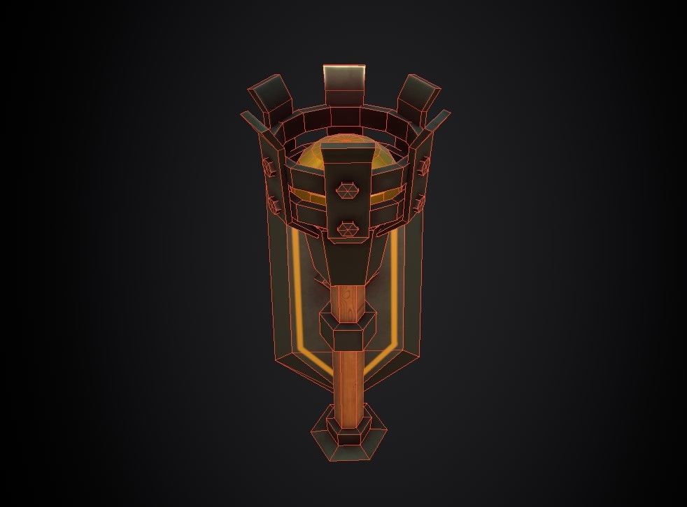 Torch sword Low-poly 3D model_3