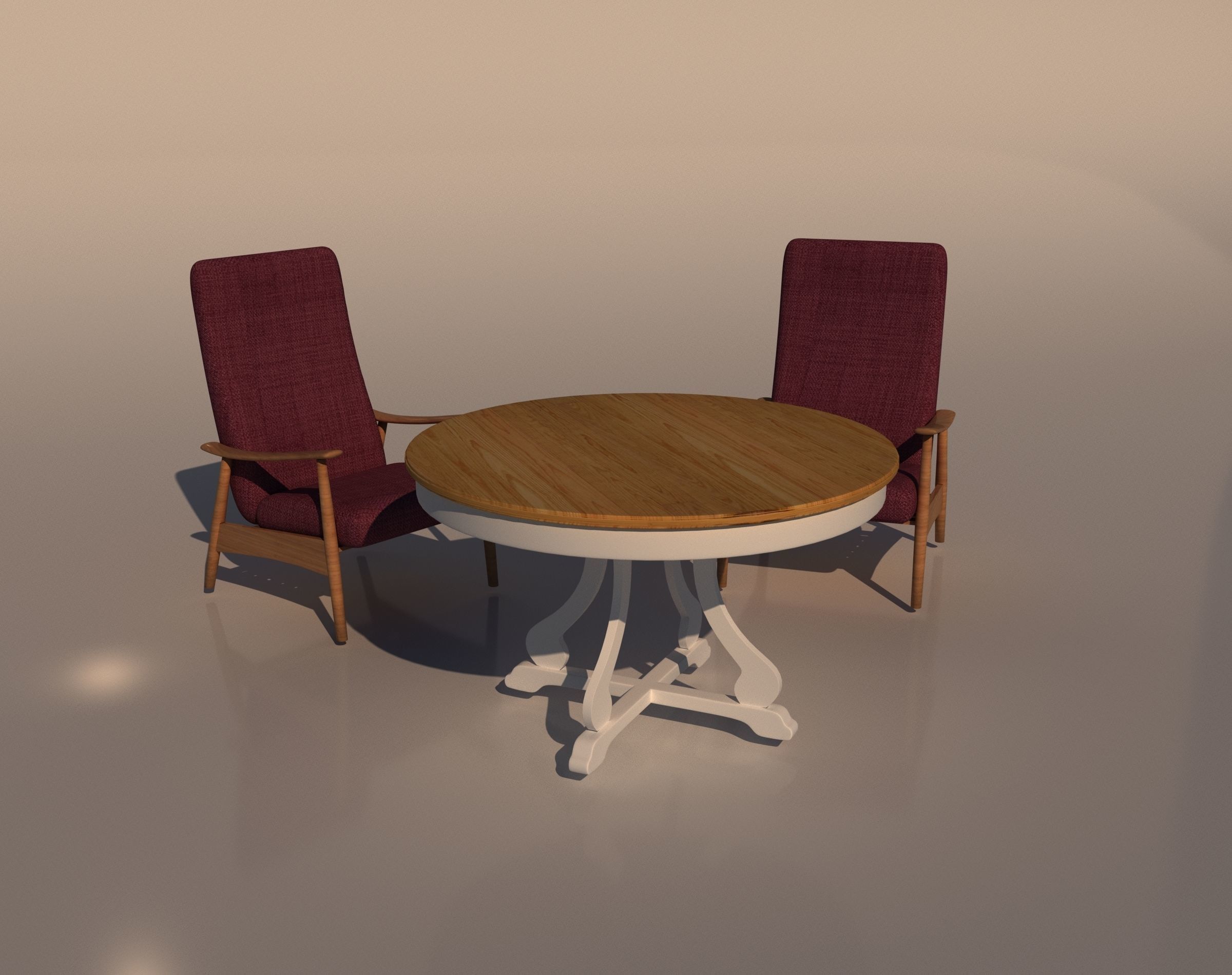 table with   chair 3D model_2