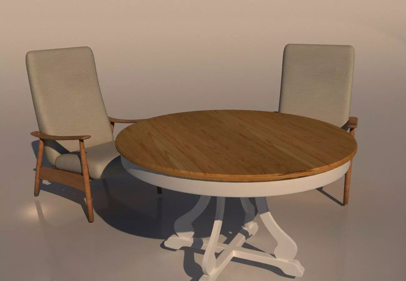 table with   chair 3D model_0