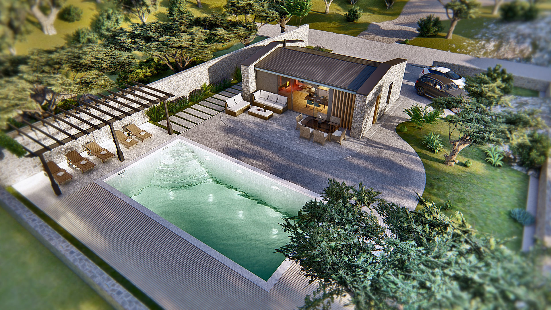 Cassa Zala Istriana modern bungalow vacation house Low-poly 3D model_3